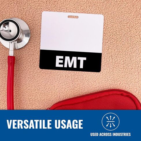 EMT Badge Buddy Emergency Medical TechnicianHorizontal Black Heavy Duty 1 Pc - Spill & Tear Proof - Double Sided Made in USA in Saudi Arabia