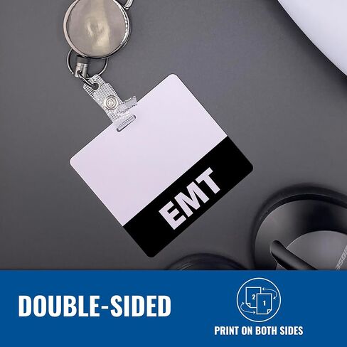 EMT Badge Buddy Emergency Medical TechnicianHorizontal Black Heavy Duty 1 Pc - Spill & Tear Proof - Double Sided Made in USA in Saudi Arabia