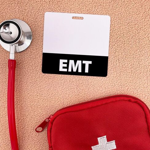 EMT Badge Buddy Emergency Medical TechnicianHorizontal Black Heavy Duty 1 Pc - Spill & Tear Proof - Double Sided Made in USA in Saudi Arabia