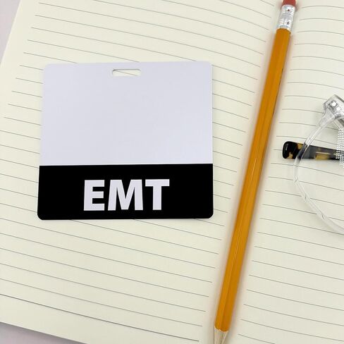 EMT Badge Buddy Emergency Medical TechnicianHorizontal Black Heavy Duty 1 Pc - Spill & Tear Proof - Double Sided Made in USA in Saudi Arabia