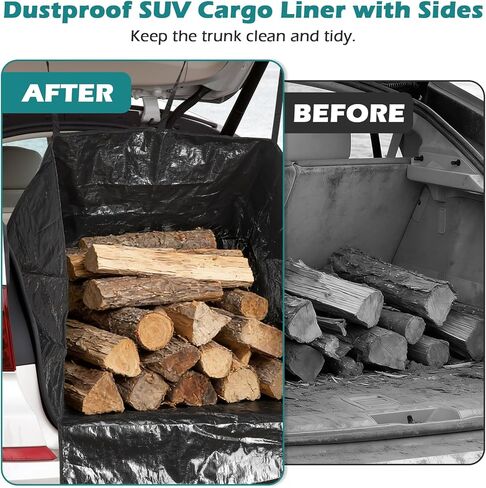 Cargo Liner for SUV with Sides, Waterproof Car Trunk Mat, Reusable Dumpster Bag for Waste with Bumper Flap Protector for SUVs Sedans Vans, Yard Waste Bag for Hay Debris(Black) in Saudi Arabia