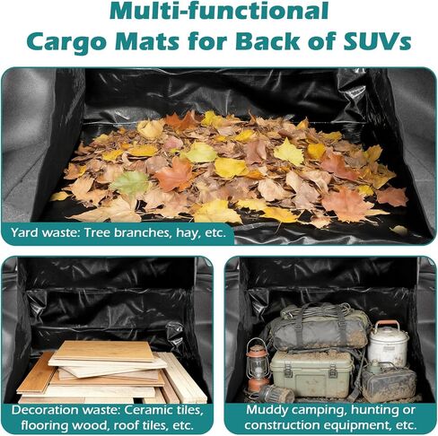 Cargo Liner for SUV with Sides, Waterproof Car Trunk Mat, Reusable Dumpster Bag for Waste with Bumper Flap Protector for SUVs Sedans Vans, Yard Waste Bag for Hay Debris(Black) in Saudi Arabia
