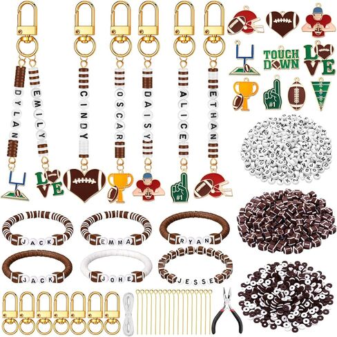 Hinly 3718 Pcs 24 Sets Softball Beads for Keychain Bracelets Making Kit Softball Charms Sports Party Favors DIY Bulk Key Chain Craft Adjustable Letter Bead String Alphabet Sport Charm Jewelry Making in Kuwait
