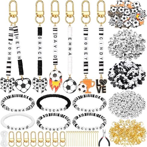 Hinly 3718 Pcs 24 Sets Softball Beads for Keychain Bracelets Making Kit Softball Charms Sports Party Favors DIY Bulk Key Chain Craft Adjustable Letter Bead String Alphabet Sport Charm Jewelry Making in Kuwait