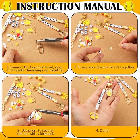 Hinly 3718 Pcs 24 Sets Softball Beads for Keychain Bracelets Making Kit Softball Charms Sports Party Favors DIY Bulk Key Chain Craft Adjustable Letter Bead String Alphabet Sport Charm Jewelry Making in Kuwait