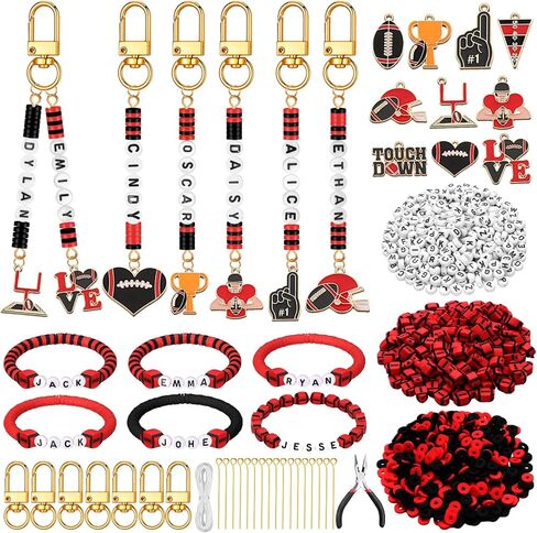 Hinly 3718 Pcs 24 Sets Softball Beads for Keychain Bracelets Making Kit Softball Charms Sports Party Favors DIY Bulk Key Chain Craft Adjustable Letter Bead String Alphabet Sport Charm Jewelry Making in Kuwait