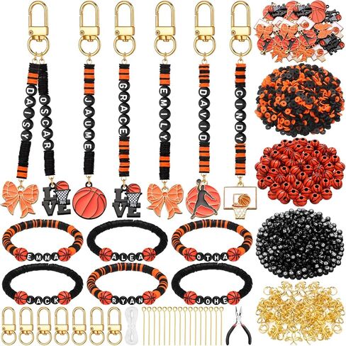 Hinly 3718 Pcs 24 Sets Softball Beads for Keychain Bracelets Making Kit Softball Charms Sports Party Favors DIY Bulk Key Chain Craft Adjustable Letter Bead String Alphabet Sport Charm Jewelry Making in Kuwait