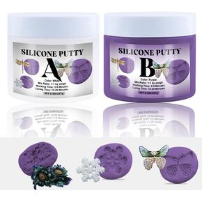 Silicone Putty,1LB/454G Silicone Mold Making Kit,Easy 1:1 Mixing Ratio Fast Cured Molding Putty for Casting,Non-Toxic,Strong&Flexible,Reusable Silicone Molds,Resin Molds,Soap Molds(Purple) in Kuwait