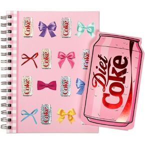 مجلة CrownJewlz Coca-Cola Diet Coke Spiral Journal مع مفكرة جيب قابلة للطي، وأقواس ونمط علبة لامعة، علبة حمراء وردية ولامعة، جمالية لطيفة للسفر والمدرسة والمكتب والكتابة اليومية in Kuwait