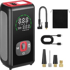 Wireless Tire Inflator Portable Air Compressor, 150PSI, 6000mAh Battery Powered, Cordless Digital Pump with LED Emergency Light and LED Pressure Gauge Display for Cars Bikes Balls, Auto Shut-Off in Saudi Arabia