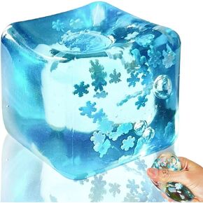 Squishy Stress Cube, Stress Ball for Adults Squishies Stress Relief, Fidget Cube Sugar Ball, Sensory Fidgets Toy for Birthday, Christmas, Office, Stocking Stuffer Gift (Snowflakes) in Kuwait