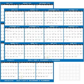 24"x36" Large Academic Wall Calendar 2026-2027, Jul 2026 - Jun 2027, 12 Months Reversible Yearly Planner, Wet & Dry Erase Laminated Erasable Large Calendar, Vertical/Horizontal Reversible, Yearly Wall Planner with Julian Dates in Saudi Arabia