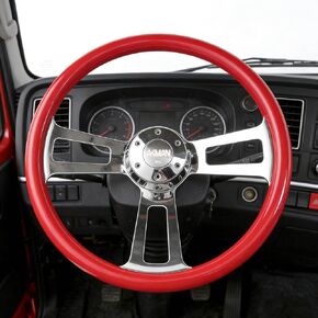 18 inch Wood Truck Steering Wheel 5 bolts 3 Spoke Aluminum Chrome Plated Steering Wheel for Semi Trailers,Trucks for Kenworth,for Peterbilt,for Volvo, for Freightliner (Blue) in Saudi Arabia