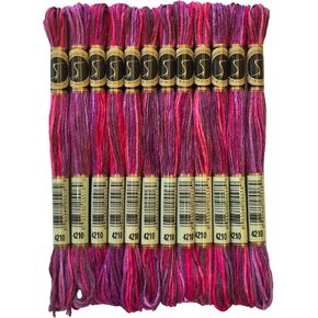 Magical Color Variegated Cross Stitch Thread Color Variations Embroidery Floss Pack, 8.7-Yard, Radiant Ruby, Pack of 12 Skeins in Saudi Arabia