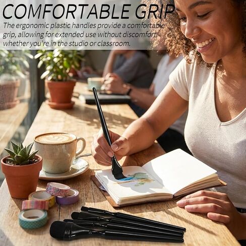 5-Piece Blending Brush Set for Charcoal, Acrylic, Oil, Watercolor, Gouache | Soft Synthetic Fibers | Ideal for Hand Painting, Sketching, Shading, and Craft Projects in Saudi Arabia