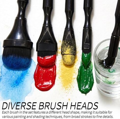 5-Piece Blending Brush Set for Charcoal, Acrylic, Oil, Watercolor, Gouache | Soft Synthetic Fibers | Ideal for Hand Painting, Sketching, Shading, and Craft Projects in Saudi Arabia