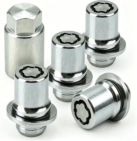 4PCS Wheel Lock Lug Nut Set, M12 x 1.5 Anti Theft Locking Nuts with Wheel Lock Key, Chrome Plated Security Lug Nuts Compatible with Toyota Camry Lexus 00276-00900 in Kuwait