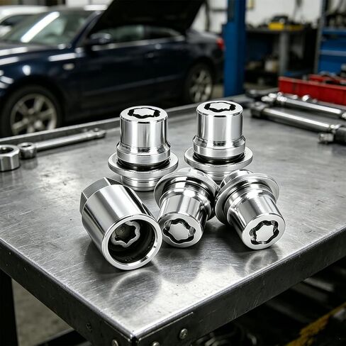 4PCS Wheel Lock Lug Nut Set, M12 x 1.5 Anti Theft Locking Nuts with Wheel Lock Key, Chrome Plated Security Lug Nuts Compatible with Toyota Camry Lexus 00276-00900 in Kuwait