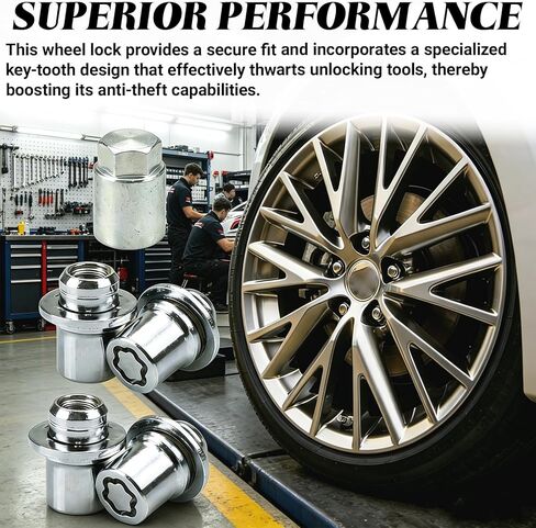 4PCS Wheel Lock Lug Nut Set, M12 x 1.5 Anti Theft Locking Nuts with Wheel Lock Key, Chrome Plated Security Lug Nuts Compatible with Toyota Camry Lexus 00276-00900 in Kuwait