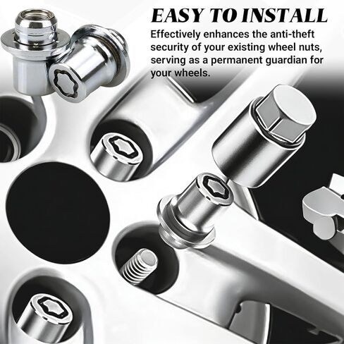 4PCS Wheel Lock Lug Nut Set, M12 x 1.5 Anti Theft Locking Nuts with Wheel Lock Key, Chrome Plated Security Lug Nuts Compatible with Toyota Camry Lexus 00276-00900 in Kuwait