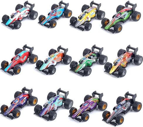 12Pcs F1 Formula Pull Back Cars Toy Number Stickers 3.3:2.1:1.2 Inch Matchbox Cars Crash Resistant Inertia Toy Car Race Cars Toy for Kids Birthday Party Favors in Saudi Arabia