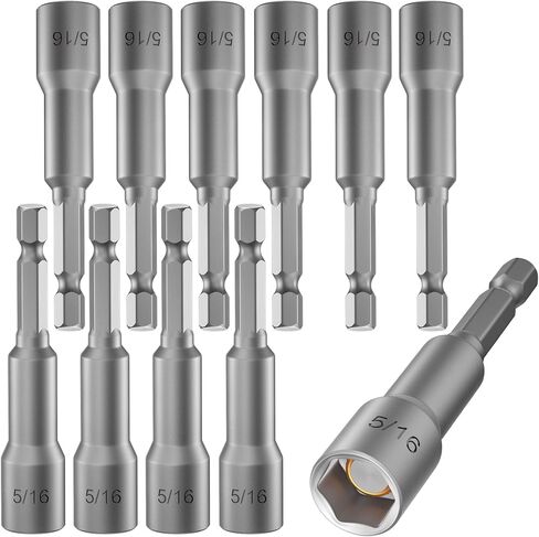 11PCS 5/16 Nut Driver Set for Impact Drill - Ultra Magnetic, Standard British Impact Driver Bits, 2.5 Inches (65mm), Different From 8mm in Saudi Arabia