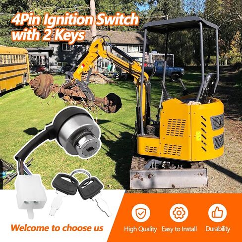 Ignition Switch with 2 Keys 4Pin Fit for AGT-H15R DHKG-H15 Mini Excavator in Saudi Arabia