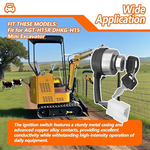 Ignition Switch with 2 Keys 4Pin Fit for AGT-H15R DHKG-H15 Mini Excavator in Saudi Arabia