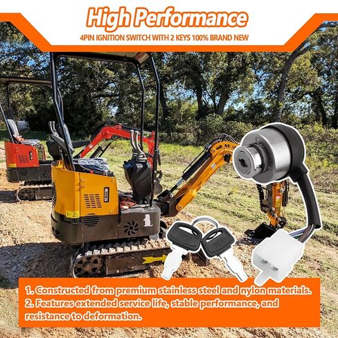 Ignition Switch with 2 Keys 4Pin Fit for AGT-H15R DHKG-H15 Mini Excavator in Saudi Arabia