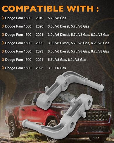 Exhaust Bracket Muffler Support Compatible with Ram 1500 3.0L 5.7L 6.2L 2019-2025, Rear Left and Right Silencer Rubber Isolator Hanger Assembly Replace 68275662AB 68395841AA in Kuwait