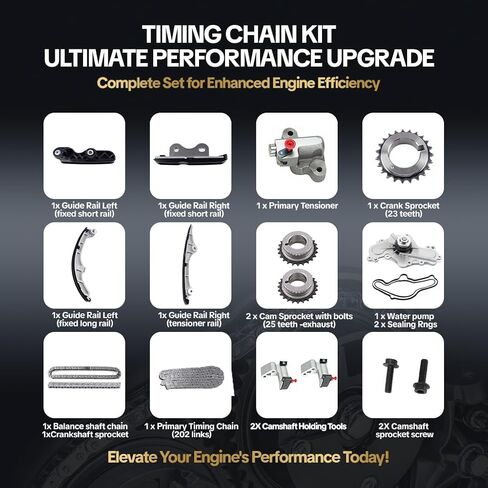 Engine Timing Chain Kit with Water Pump Fits for 2007-2011 Ford Flex Taurus Edge 3.5L for 2007-2011 MKX/MKS/MKT/MKZ 3.5L for 2008-2011 CX-9 6 3.7L Replace OE AT4Z-6306-A 7T4Z-6268-CA 7T4Z-6256-A in Saudi Arabia