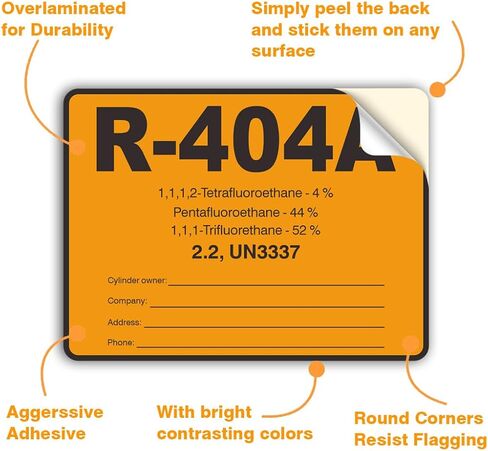 R404A HVAC/R Labels R-404A Color Coded Refrigerant ID Labels Cerification Tag Stickers identifier 20 Pack in Saudi Arabia