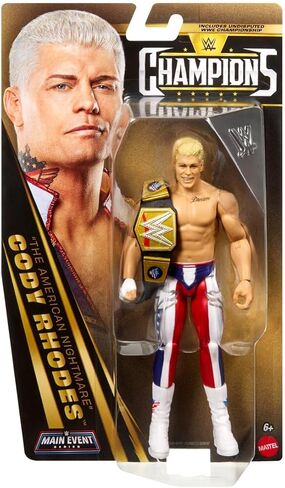 WWE Cody Rhodes Main Event Series Champions 2026 Action Figure مع عنوان البطولة، 6 بوصات in Kuwait