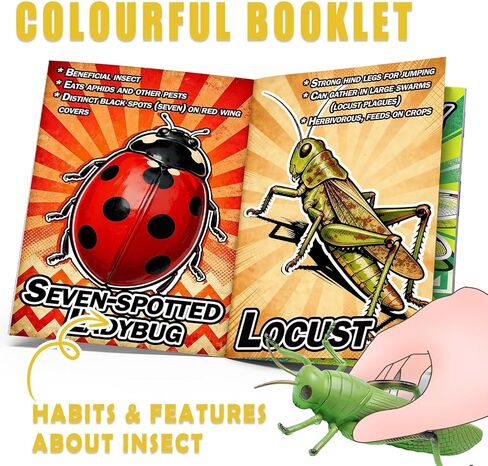 13 Pcs Realistic Insect Toys with Education Booklet and Gift Box, Fake Bugs for Kid, Plastic Bugs for Halloween, Party Decoration, Sensory Bin, Creepy Crawlers Toys for Toddler Boys Girls Age 3-5 5-7 in Saudi Arabia