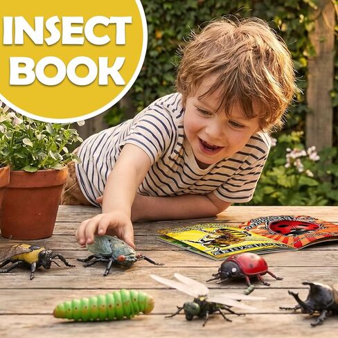 13 Pcs Realistic Insect Toys with Education Booklet and Gift Box, Fake Bugs for Kid, Plastic Bugs for Halloween, Party Decoration, Sensory Bin, Creepy Crawlers Toys for Toddler Boys Girls Age 3-5 5-7 in Saudi Arabia
