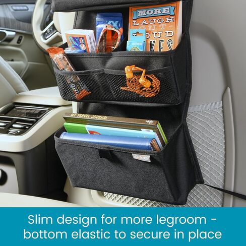 High Road Storage Organizer with Car Tissue Box Holder and Multipurpose Pockets - Back of the Seat or Front Seat Organizer for Driving Essentials - Slim and Compact Car Storage for All Vehicles in Saudi Arabia