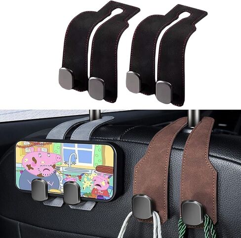 2026 car Wallet Hook, car headrest Hook, Double Hook Leather car seat Hook, car seat headrest Hook, car seat backrest Storage Hook, seat backrest Storage Hook (Black) in Saudi Arabia