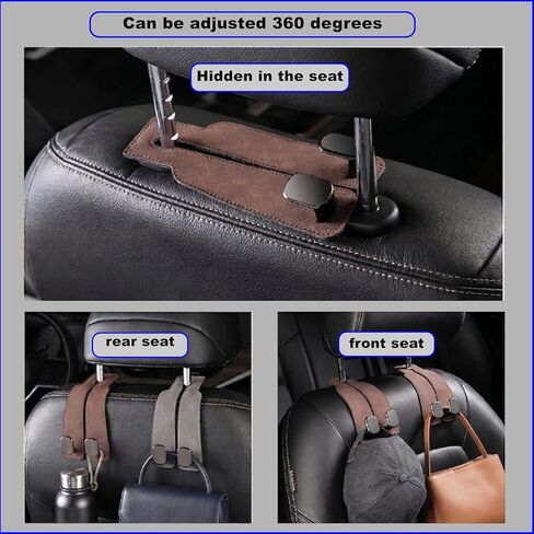 2026 car Wallet Hook, car headrest Hook, Double Hook Leather car seat Hook, car seat headrest Hook, car seat backrest Storage Hook, seat backrest Storage Hook (Black) in Saudi Arabia