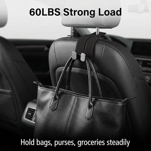 2026 car Wallet Hook, car headrest Hook, Double Hook Leather car seat Hook, car seat headrest Hook, car seat backrest Storage Hook, seat backrest Storage Hook (Black) in Saudi Arabia