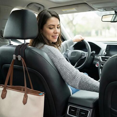 2026 car Wallet Hook, car headrest Hook, Double Hook Leather car seat Hook, car seat headrest Hook, car seat backrest Storage Hook, seat backrest Storage Hook (Black) in Saudi Arabia