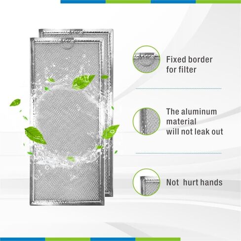 استبدال فلتر شبكة الشحوم الألومنيوم لفرن المطبخ الميكروويف المتوافق مع Whirlpool 4393862,6802A، الأبعاد 13.3 × 5.9 × 0.1 بوصة MAF-03 (عبوتان) in Saudi Arabia