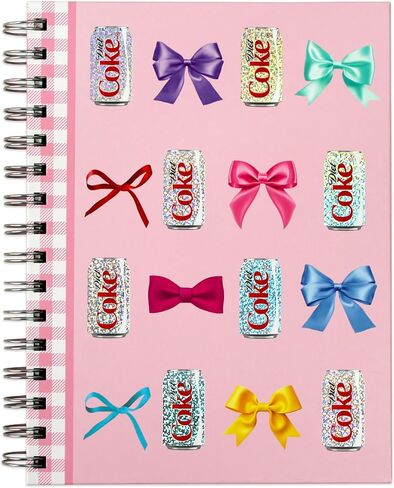 مجلة CrownJewlz Coca-Cola Diet Coke Spiral Journal مع مفكرة جيب قابلة للطي، وأقواس ونمط علبة لامعة، علبة حمراء وردية ولامعة، جمالية لطيفة للسفر والمدرسة والمكتب والكتابة اليومية in Kuwait