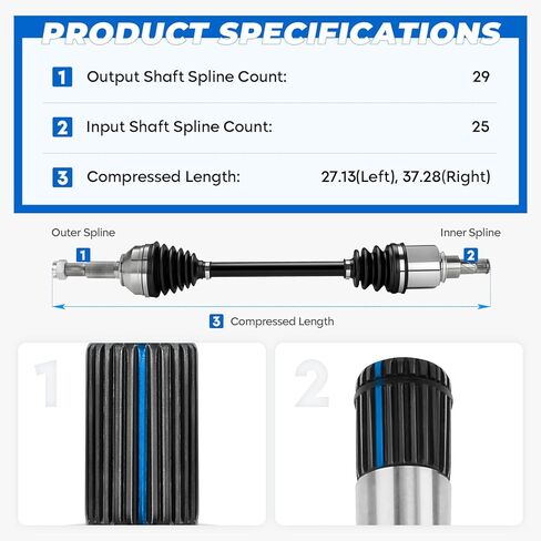TadaMark 2PCs Front CV Constant Velocity Axle Shaft Assembly Fit for Nissan Sentra 2013-2019 1.8L, for Auto CVT Trans, Sedan Only, Left Driver and Right Passenger Side in Kuwait