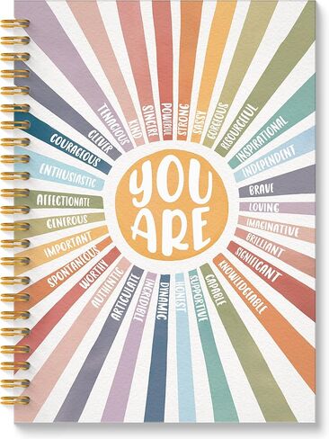 ROXMART Floral Mental Health Glitter Spiral Notebook, Anxiety Journal for women, Anti Anxiety Mental Health Gifts, Funny Psychology Positive Hardcover Notebook Journal, 5.5x8.3 Inch in Saudi Arabia