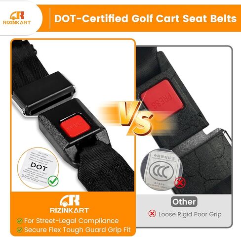 Universal Golf Cart Seat Belts Kit,Polyester Fabric Belt Adjustable & Lengthen Max Length 54.5",fit for EZGO, Club Car, Yamaha Golf cart. Easy to Install, Front and Rear Seat, 2 Sets in Saudi Arabia