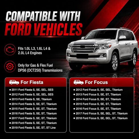 2 قطعة AE8Z-7C604-A مشغل ناقل الحركة الأوتوماتيكي A/B لـ 2012-2018 Ford Focus SE SEL & 2011-2019 Ford Fiesta، DPS6 6DCT250 محرك تحويل القابض المزدوج مع أداة فتح 1/4 بوصة AE8Z7C604A in Kuwait