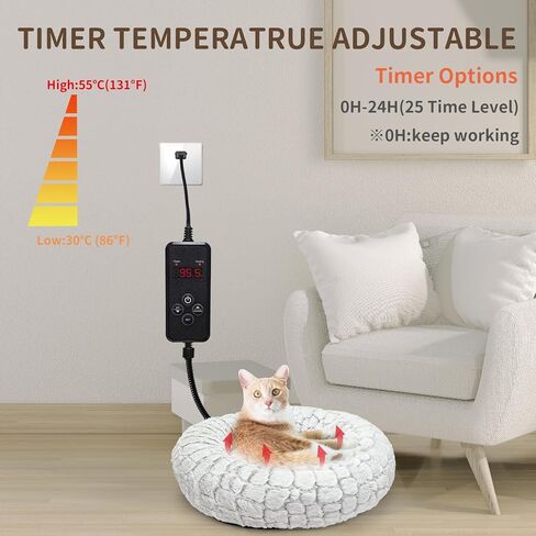 Heated Cat Bed Indoor, Round Heated Pet Bed for Indoor Cats 19" Soft & Cozy Donut Electric Pet Heating Pad for Kitten Cat in Saudi Arabia