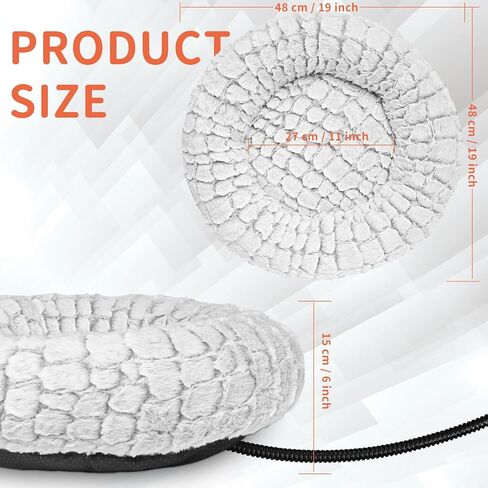 Heated Cat Bed Indoor, Round Heated Pet Bed for Indoor Cats 19" Soft & Cozy Donut Electric Pet Heating Pad for Kitten Cat in Saudi Arabia