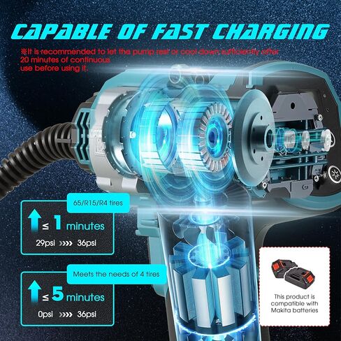 Cordless Tire Inflator Air Compressor for Makita 18V Battery, Portable Handheld Air Pump with digital Tire Pressure Gauge and LED Light for Cars, SUVs, Motorcycles (Battery Not Included) (160psi) in Saudi Arabia