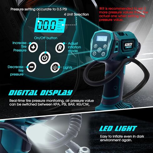 Cordless Tire Inflator Air Compressor for Makita 18V Battery, Portable Handheld Air Pump with digital Tire Pressure Gauge and LED Light for Cars, SUVs, Motorcycles (Battery Not Included) (160psi) in Saudi Arabia